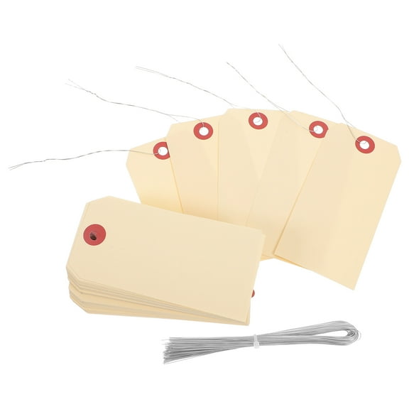 LEORX 100 pcs Manila Wire Labels for Packing Use in Brown Color
