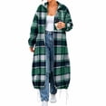 thumbnail image 7 of Enjoytime Plaid Long Coat Women Drawstring Hem Hooded Zip Up Jacket Long Sleeve Loose Trendy Fall Winter Jackets, 7 of 7