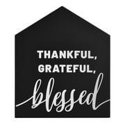 Mainstays Thankful, Grateful, Blessed Reversible House Tabletop Sign, Black and White, 6"x7"