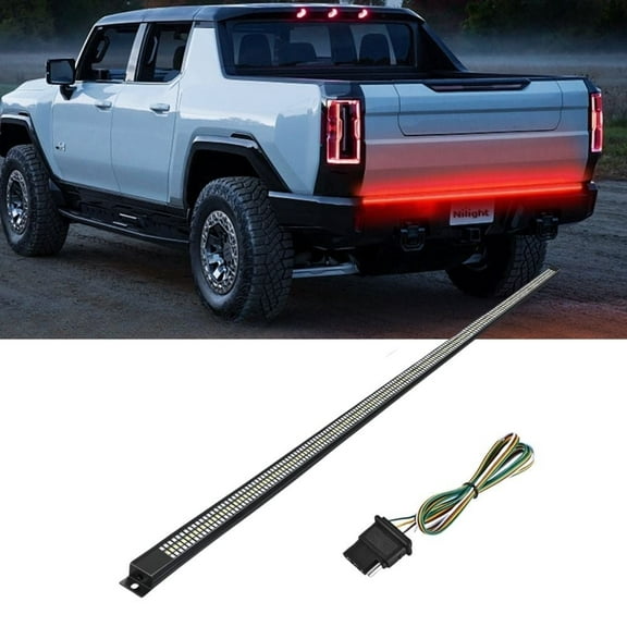 Nilight 60" Truck Tailgate Light Strip, Aluminum Frame, Triple Row, 1200 LED, Red Brake, White Reverse, Red Turn Signal