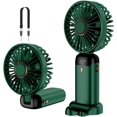thumbnail image 1 of ZHAOCHENG Ventilador portátil, recargable por USB, pequeño ventilador de bolsillo de 5 velocidades con base, batería de 4200 mAh, ventilador de escritorio plegable para oficina y exteriores (verde), 1 of 5
