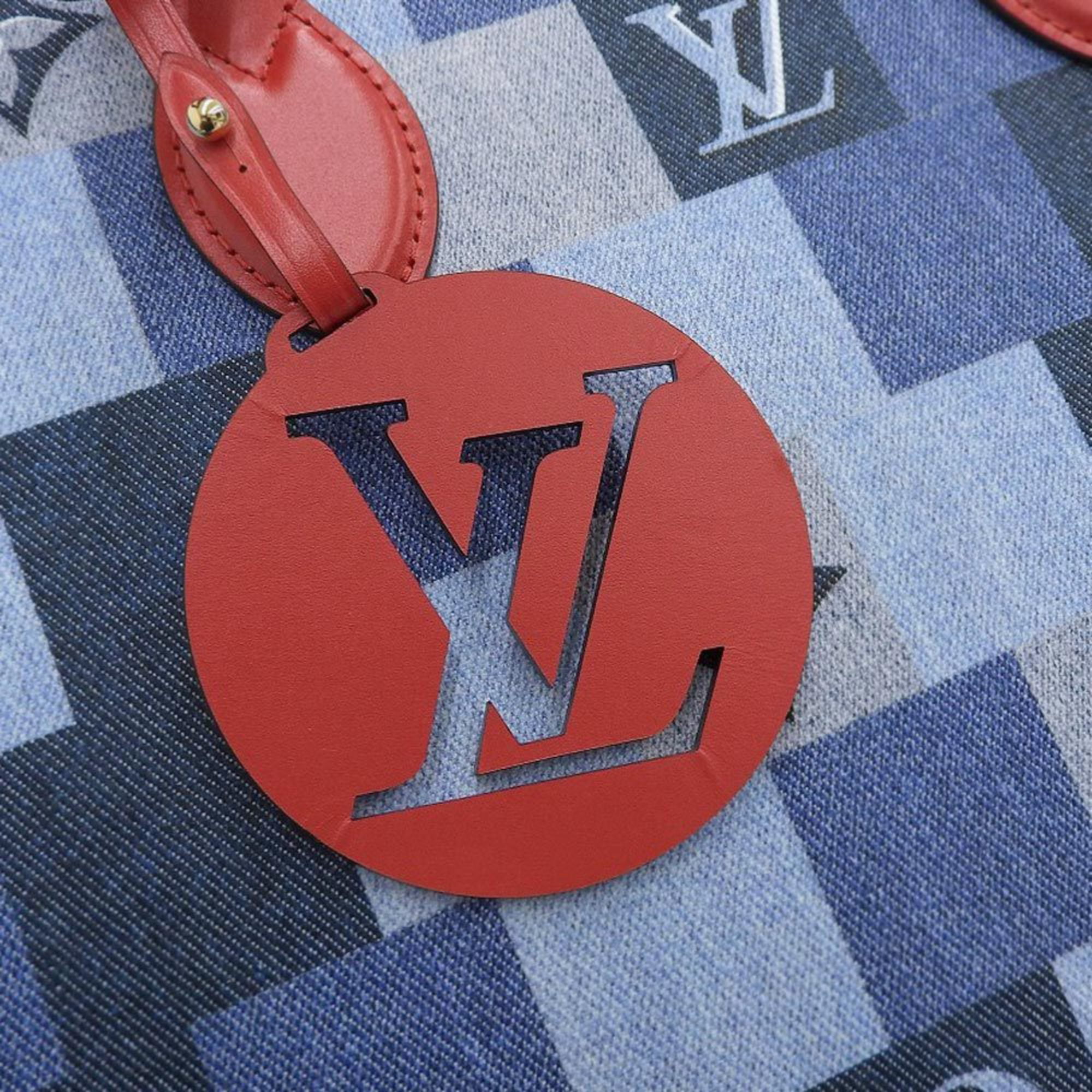 Louis Vuitton City Pouch Denim Monogram Check Blue/Red in Denim