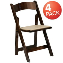 Flash Furniture 4 Pk. HERCULES Series Fruitwood Wood Folding Chair with  Vinyl Padded Seat