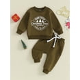 thumbnail image 2 of Cenuakty Toddler Boys Christmas Outfits Letter Print Long Sleeve Sweatshirts and Solid Color Long Pants 2Pcs Clothes Set, 2 of 9
