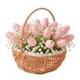 thumbnail image 4 of FSAGAE Oval Woven Storage Basket 29 cm Large with Handle for Home Garden and Decor Brown`, 4 of 5