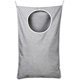 thumbnail image 1 of Bolsa para cesta de lavandería colgante con puerta de acero inoxidable ajustable, 2 ganchos con ventosa, la mejor opción para guardar ropa sucia y ahorrar espacio, gris, 1 of 7