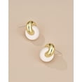thumbnail image 5 of SNGIA 18K Gold Plated Butter Interlock Stud Earrings for Women, Round Statement Design, 5 of 6