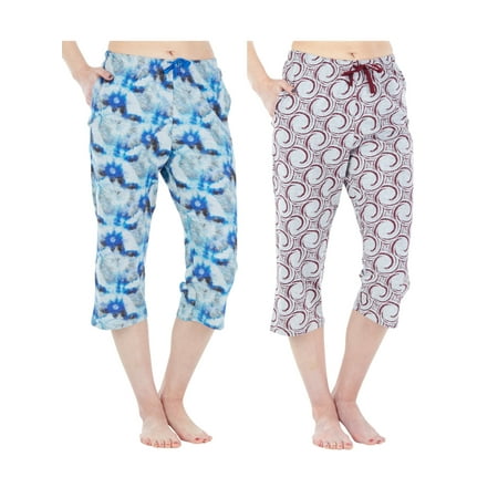 

Datura Women or Women s Plus Knit Pajamas 2-Piece Female Capri Pants