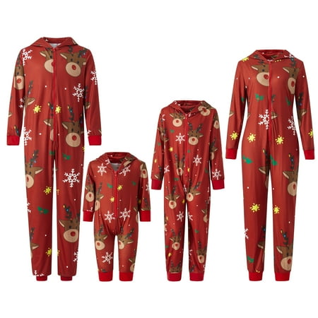 

Family Christmas Pjs Matching Sets Jumpsuit Onesie with Hood Christmas Pajamas for Family Sleepwear