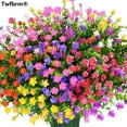 thumbnail image 2 of Twfbrm 2 Bundles Artificial Flowers for Outdoor, Realistic Eucalyptus Flowers with Green Leaves, UV Resistant Fake Flower Bouquet Faux Plastic Greenery Shrubs Spring Decoration for Garden Porch Patio, 2 of 9