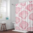 thumbnail image 3 of Pink Seashell Bathroom Shower Curtain, Summer Coastal Watercolor Waterproof Washable Soft Bath Curtain for Bathtub Decor with 12 Hooks&Grommet, 60x72 Inch, 3 of 9