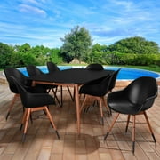 Amazonia Eucalyptus Chamonix 9-Piece Dining Set, Black, Seating Capacity: 8