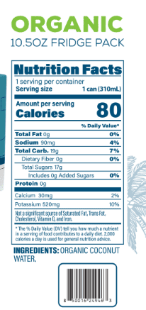 (3 pack) C2O Coconut Water Organic, The Original, ready to drink, 10.5 fl oz, 8 Pack
