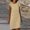 Khaki, variant on Summer Savings Clearance! Pitauce Dresses for Women 2024 Cotton Linen Casual Dress Crew Neck Swing Waist Loose Midi Dress Vacation Plus Size Sundresses