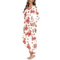 thumbnail image 2 of Renewold Valentine's Day Women Pajama Pants Top Set of 2 Red Bow Hearts Indoor Pullover Outfits Size 5XL Soft Scoop Neck Sleepwear Loungewear for Walking Jogger, 2 of 4