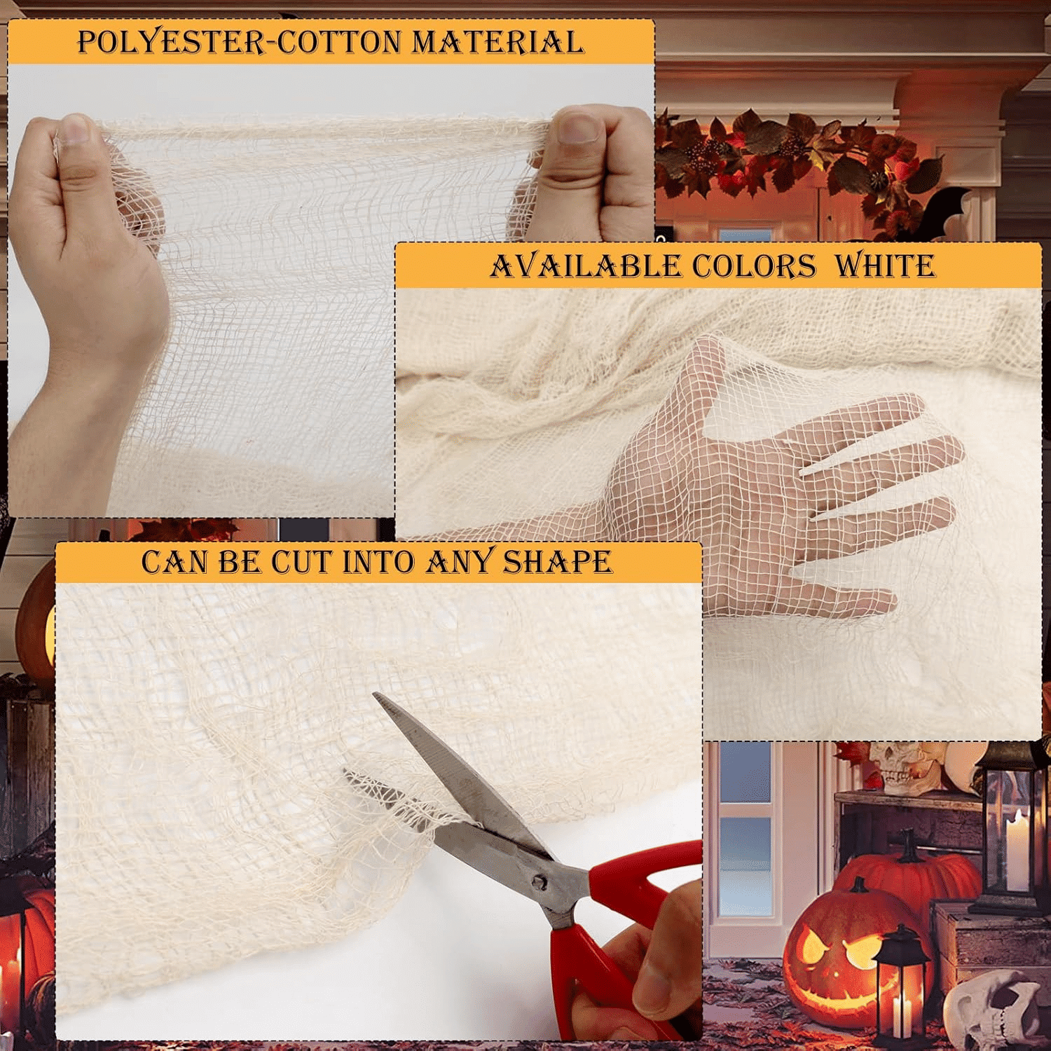 315x78.7 Inch Halloween Creepy Cloth Gauze Fabric for Spooky Party Decor