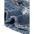 thumbnail image 5 of Unique Bargains Women's Crop Denim Tassel Button Down Long Sleeves Jean Jacket XS Blue, 5 of 6