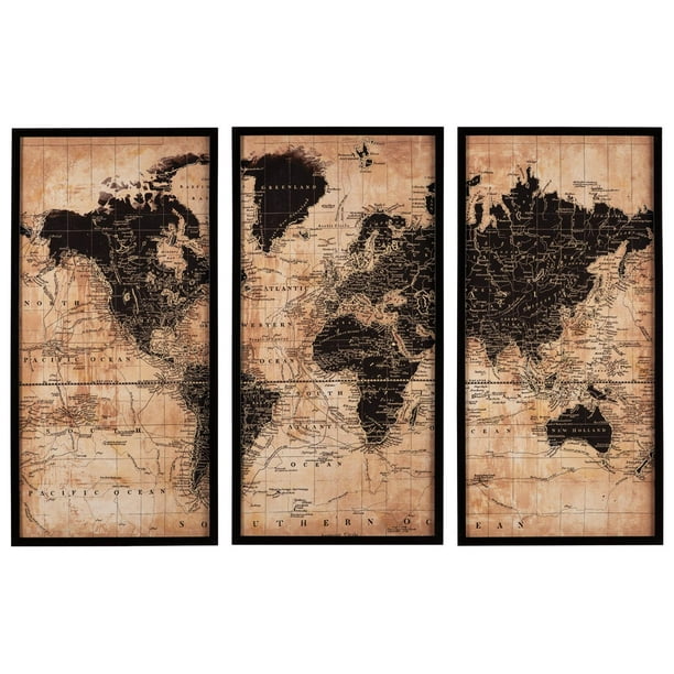 Signature Design By Ashley Pollyanna Vintage World Map Framed Wall Art Set Of 3 Com - Old World Map Wall Decor Signature Design By Ashley Pollyanna Vintage World Map Framed Wall Art Set Of 3 Com - Old World Map Wall Decor