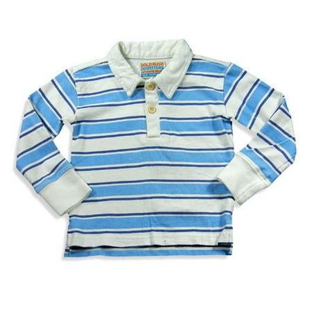 Girls Striped Polo - Gold Rush Outfitters - Little Girls Long Sleeve Striped Polo BLUE / 4