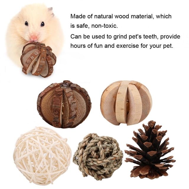 Bola de madera para hámster mascota pequeña juego Natural hecho a mano ratones rata ANGGREK Otros