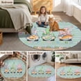 thumbnail image 5 of Easter Round Area Rug 4Ft Washable Circle Rugs for Bedroom Dining Room, Farmhouse Gnomes Rabbits Eggs Wooden Grain Non-Slip Carpet Floor Mats Indoor Outdoor Carpet Runner Aesthetic Home Decor, 5 of 8