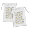thumbnail image 1 of Floral Fabric Pouch Set of 2, Chamomiles Bluebells on a Pale Grey Background, Small Drawstring Bag for Toiletries Masks and Favors, 9" x 6", Pale Purple Multicolor, by Ambesonne, 1 of 2