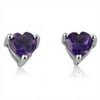 Amanda Rose Collection Heart Amethyst Earrings in Sterling Silver, 1.50 ct