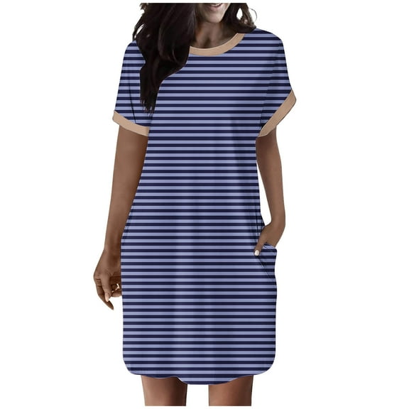 PuLe 【New】 Summer Short Sleeve Dress Women’s Casual Summer T Shirt Dress Loose Short Sleeve Tunic Dress with Pocket for Women 