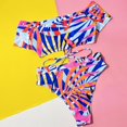 thumbnail image 4 of Gibobby Conjunto de Bañador Sexy Conjunto de traje de baño de dos piezas de triángulo sexy con estampado de bikini para mujer(Rosa,CH), 4 of 5