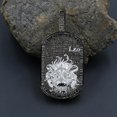 thumbnail image 3 of 2 Tone Custom Baguette Black Gold Finish Leo Lion Zodiac Sign Astrology Horoscope Dog Tag Pendent Lab Diamond Charm, 3 of 5