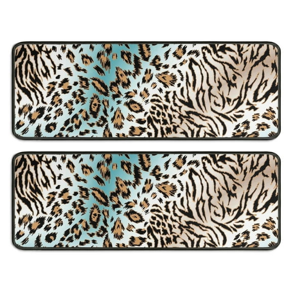 Kitchen Rugs Sets Of 2,Leopard and Tiger Pattern Anti Fatigue Kitchen Mat Rugs Non Slip Washable,Decorative Kitchen Floor Mats for Kitchen,Sink,Laundry,17"x47" 17"x47"