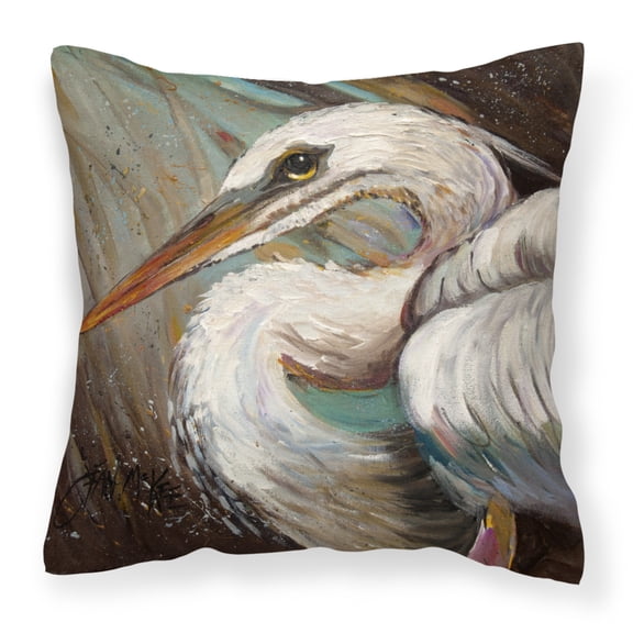 Carolines Treasures JMK1212PW1414 White Egret Canvas Fabric Decorative Pillow, Large, Multicolor