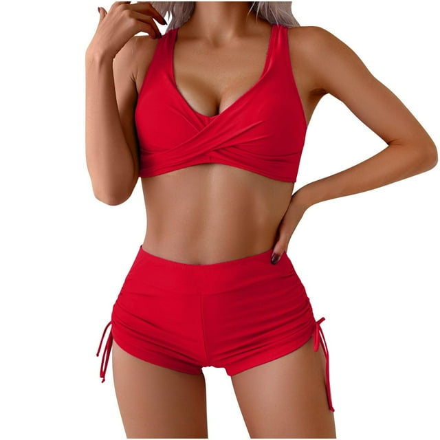 Traje de baño de 2 piezas para mujer, trajes de baño para mujer, traje de baño dividido estampado, bikini de cintura alta, bikini para mujer, traje de baño para mujer
