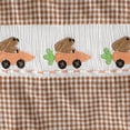 thumbnail image 5 of Zanarzt Infant Boy Clothes Newborn Baby Boy Outfit Embroidery Sleeveless Smocked Bubble Romper Striped Overalls Bodysuit 3-6 Months,Brown, 5 of 8