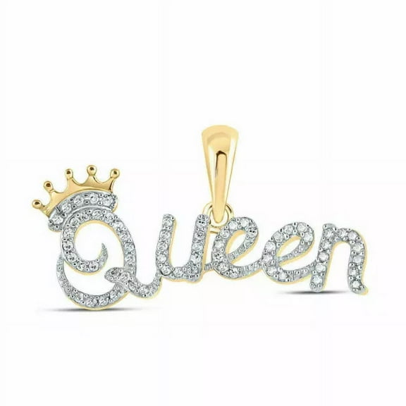 1.50 Ct Round Cut Lab-Created Diamond Crown Queen Pendant 14k Yellow Gold Plated