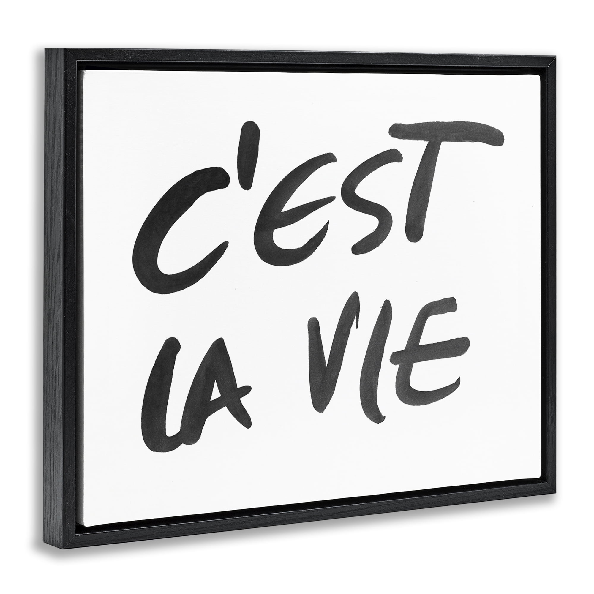 Stupell Industries C'est La Vie Minimal Text Black Framed Floater Canvas Wall Art, design by SD Graphics Studio