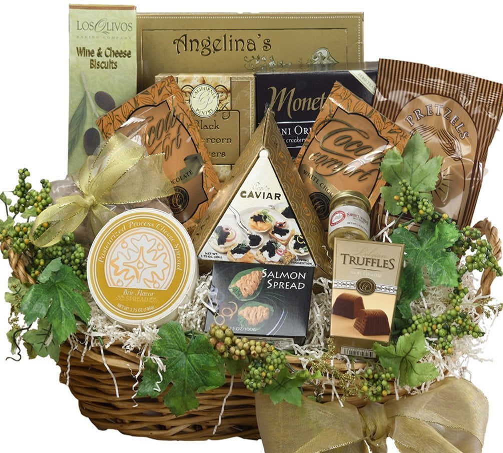 Savory Sophisticated Gourmet Food Gift Basket with Caviar, LARGE (Chocolate Option) by Art of Appreciation Gift Baskets