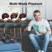 Portable CD Player Boombox with FM Radio, Bluetooth, and USB Port ,Stereo Sound with Remote Control,CD-R/RW and MP3 CDs Compatible,3.5mm Aux Input and Headphone Jack.