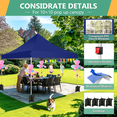 thumbnail image 4 of Hoteel Pop Up Canopy Tent, 10 x 10 ft, 210 D PU Silver Coated Tarp, with Portable Roller Bag and 4 Sandbags, Waterproof and Sun Shelter Gazebo, Blue, 4 of 10