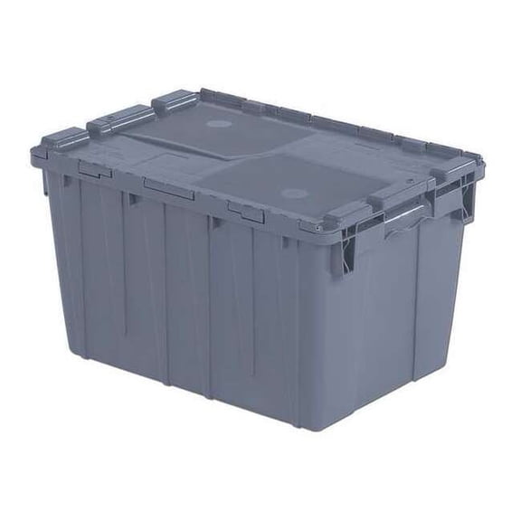 Orbis Attached Lid Container,Gray,Solid,HDPE FP183 Grey