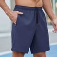 thumbnail image 2 of lcziwo Shorts for Men Casual Holiday Drawstring Chino Shorts Multi Pockets Solid Color Fishing Outdoor Hiking Shorts Navy M, 2 of 6