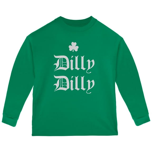 St. Patricks Day Dilly Dilly Shamrock Toddler Long Sleeve T Shirt Green Toddler Size 5/6