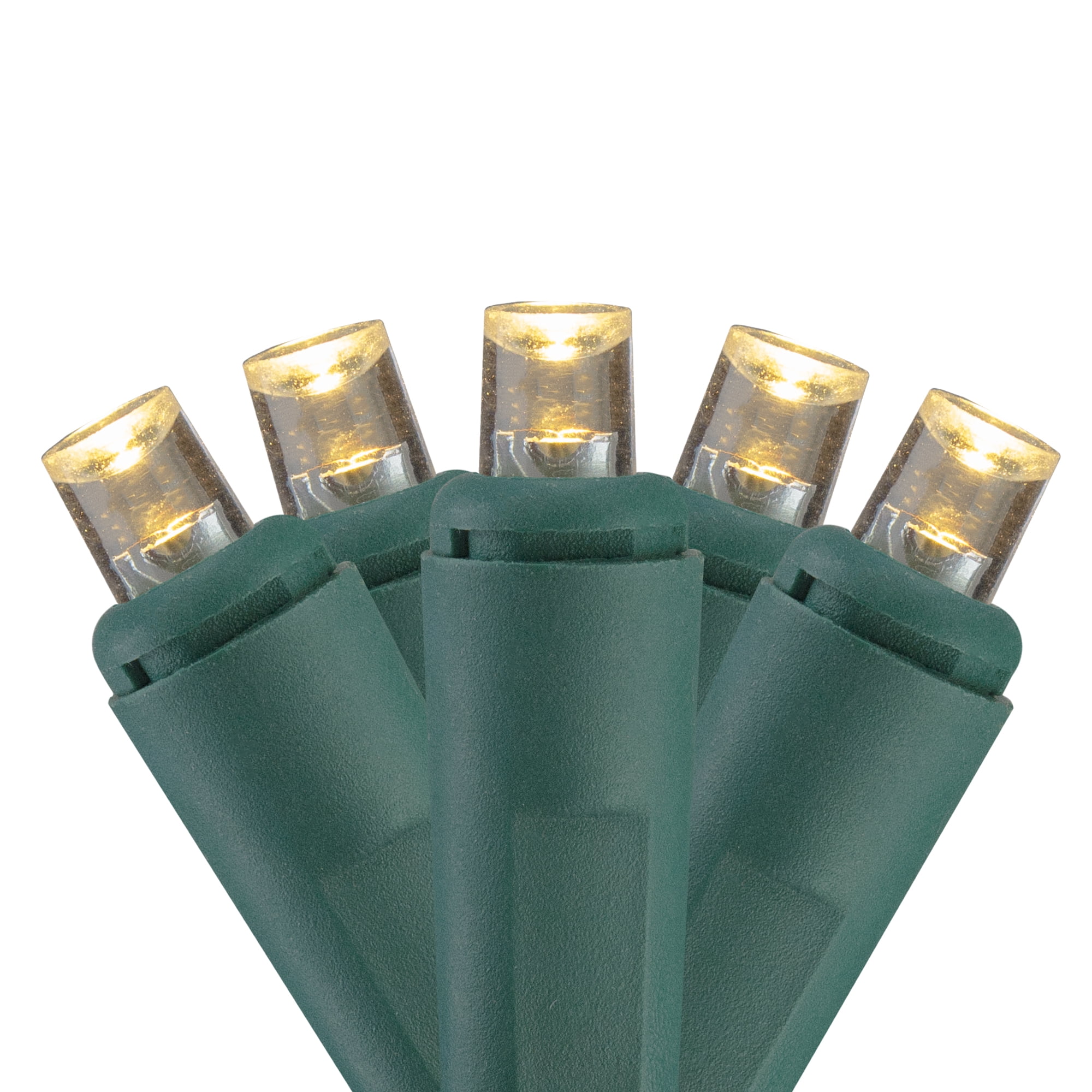 100 White LED Wide Angle Christmas Lights - 33 ft Green Wire - Walmart