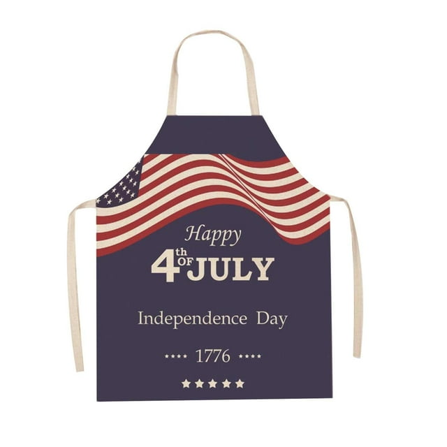 Less Than 5 Apron Sleeve American Independence Day Apron Home Party Sleeveless Coverall Kitchen Cooking Apron Adjustable Baking Apron (1pc)