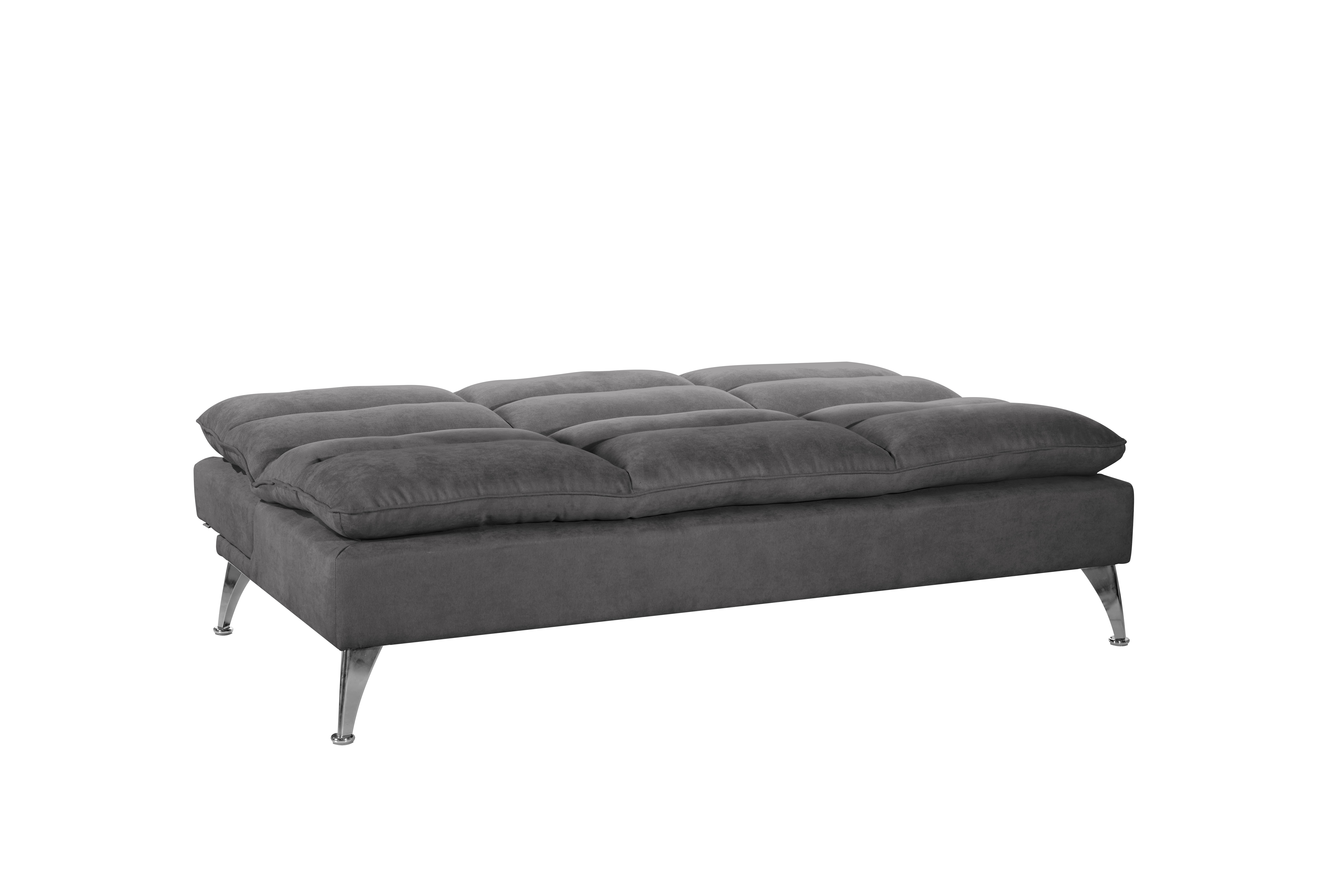 Sealy Santa Cruz Futon Sofa Convertible in Gray with Chrome Metal Legs