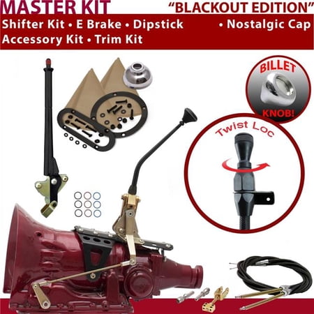 American Shifter 4L60E Shifter Kit Black 10 in. E Brake Cable Trim Kit Dipstick for EF43F