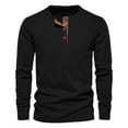thumbnail image 5 of Mens Henley Shirts Casual Stylish Tshirt Lightweight Summer Basic Tee Solid Long Sleeved Stand-up Neck Button Casual Breathable T-shirt Black XL, 5 of 5