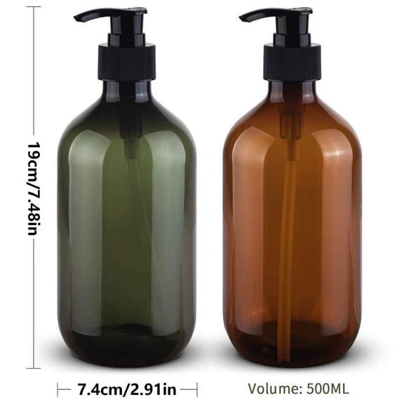 1 Pc Plastic Soap Dispenser,Pump Bottle 17oz/500ml Empty Refillable Lotion Pump Dispenser Shampoo Bottles Containers with Pump Multipurpose for Cosmetic Kitchen Bathroom, Brown