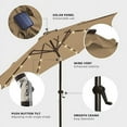 thumbnail image 4 of wikiwiki 11ft Solar Led Patio Umbrella, Sturdy Outdoor Market Umbrella for Deck, Pool, Garden w/Tilt, Crank, 32 LED Lights, Tan, 4 of 5