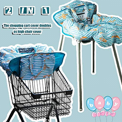 Green Machine Washable and Waterproof 2-in-1 Shopping Cart Seat Cover Restaurant High Chair Cover for Infants Toddler and Baby 